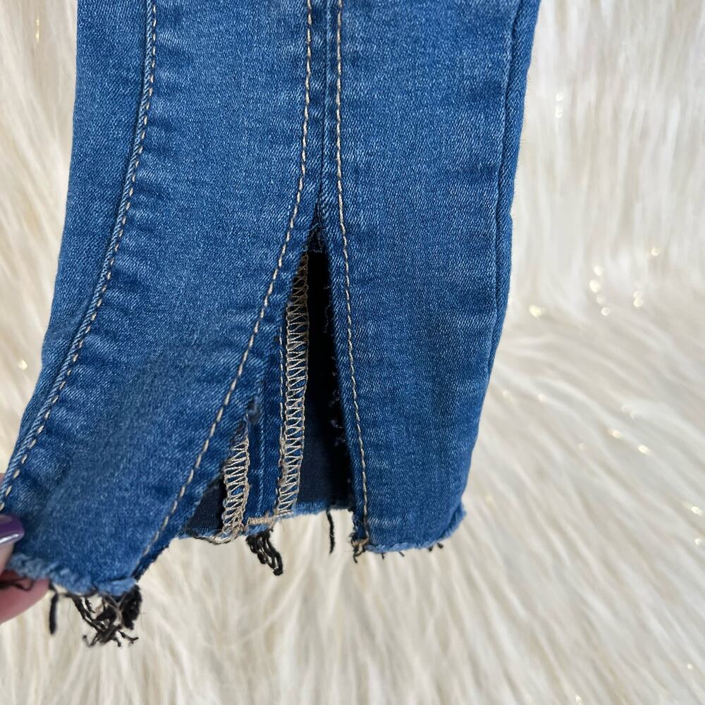 Free People Women Pull Up Jeggings Stretch Front Ankle Slit Med Wash Mid Rise 26 - Picture 4 of 10